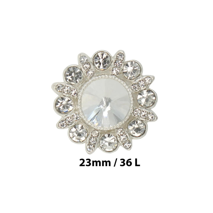 Dome Rhinestone Silver Metal Buttons | 23mm(36L)