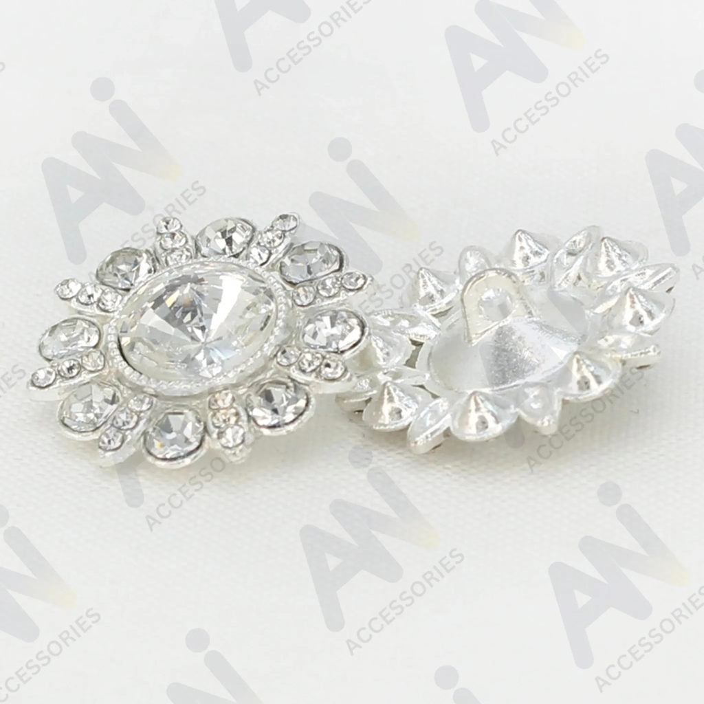 Dome Rhinestone Silver Metal Buttons | 23mm(36L)