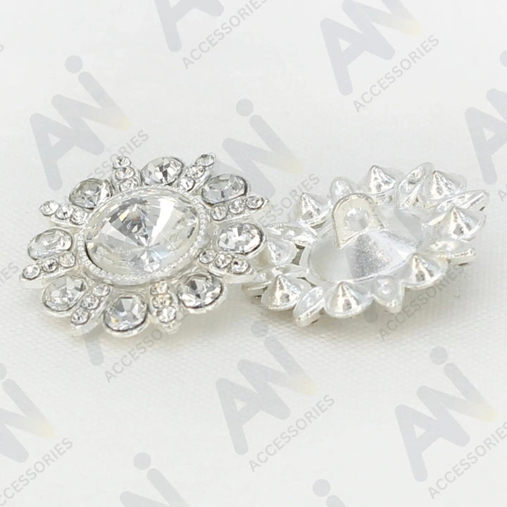 Dome Rhinestone Silver Metal Buttons | 23mm(36L)