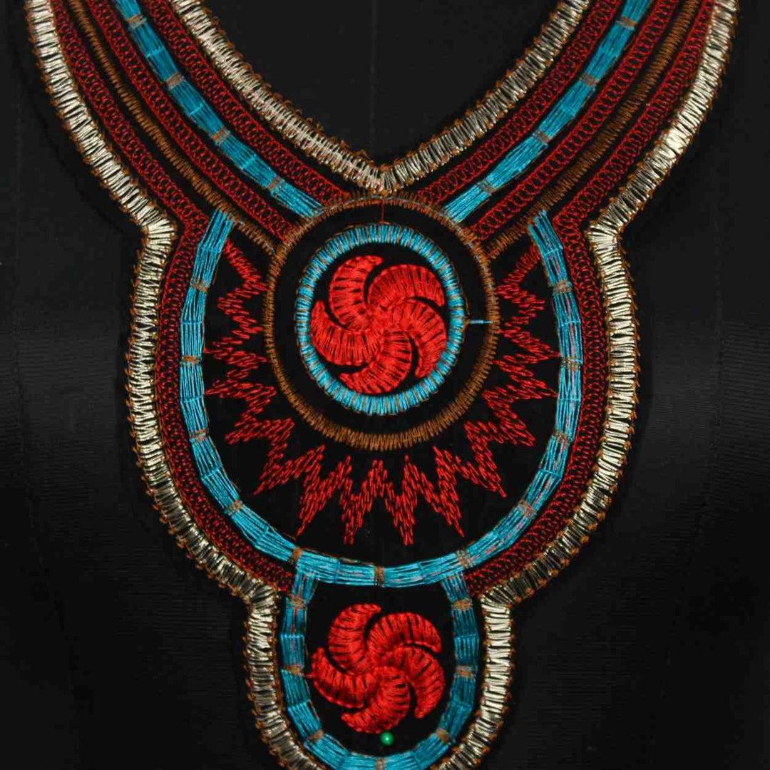 Handcrafted multicolor floral style neckline by Ani Accessories with rich embroidery for kurti, suit and dress styling