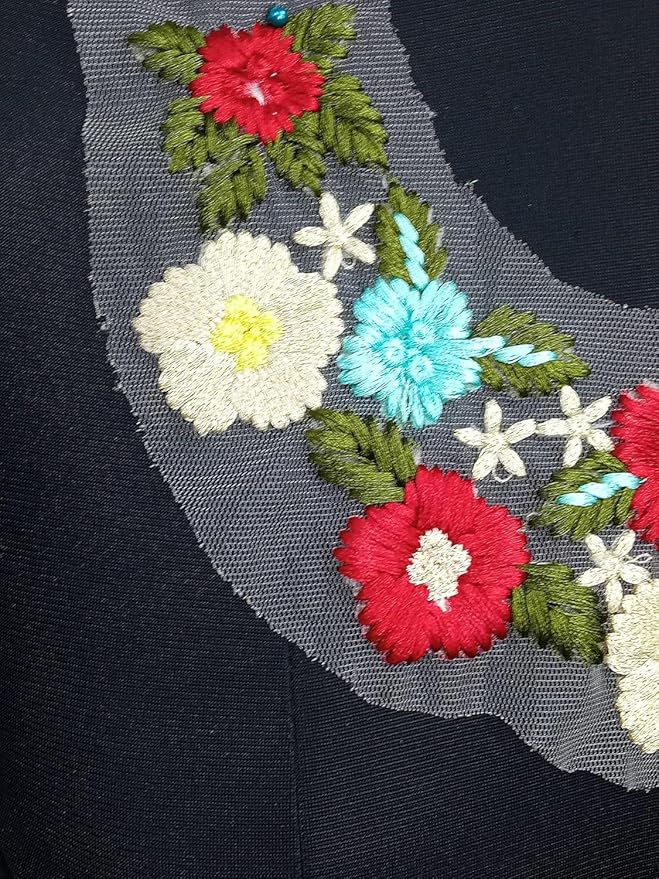 Handcrafted red colorful neckline sew patch featuring rich embroidery, perfect for kurti, gown, and ethnic wear