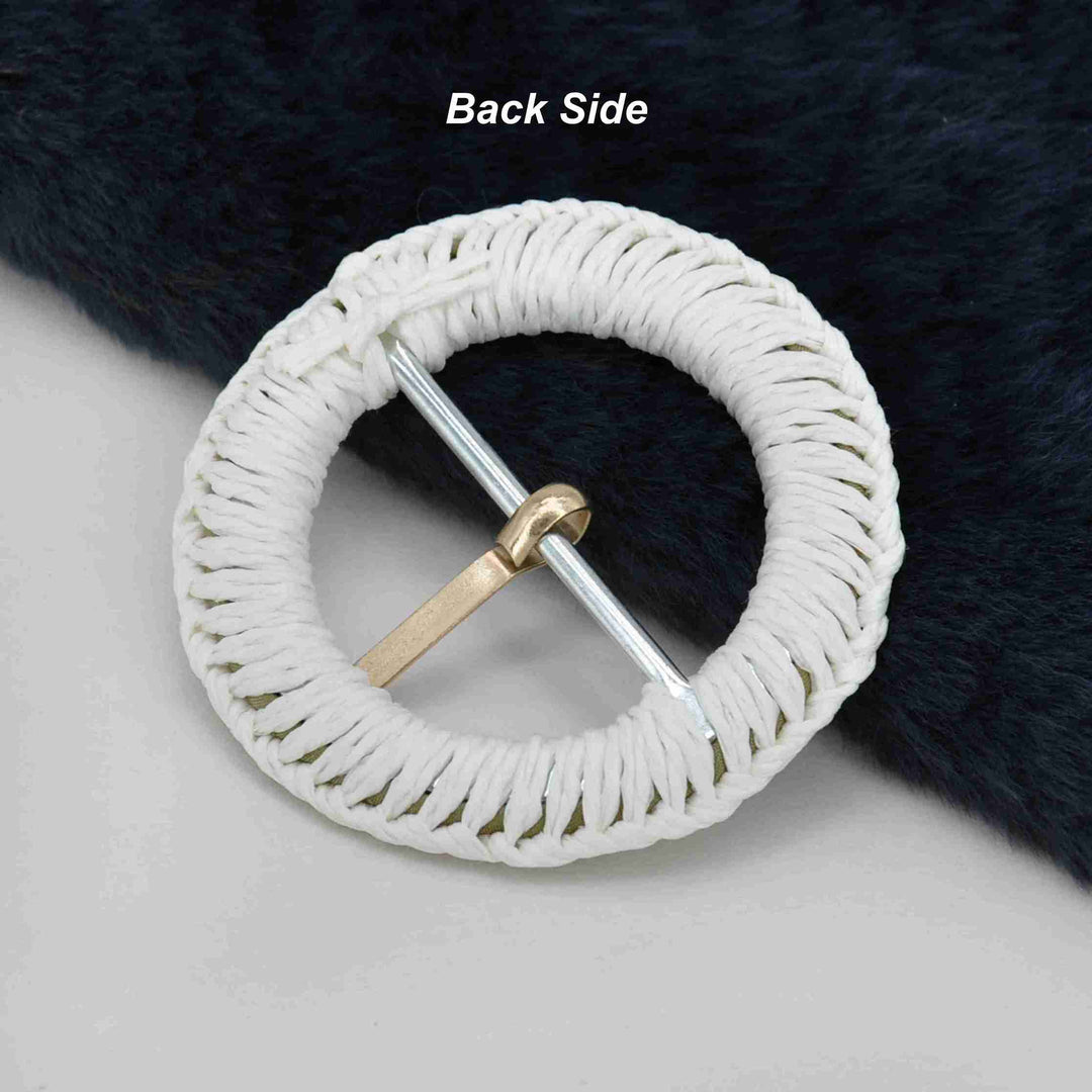 Handmade bohemian raffia prong buckle woven natural buckle for belts bags dresses fashion sewing and DIY craft use.