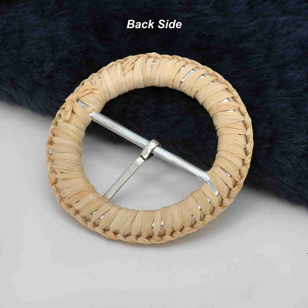 Handmade boho raffia prong buckle for belt and bag making natural woven buckle perfect for fashion sewing and DIY crafts.