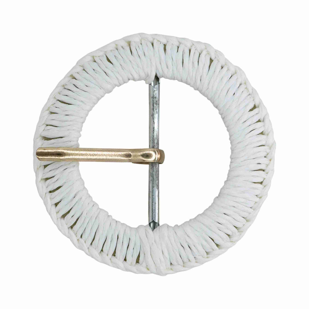 Handmade boho raffia woven prong buckle natural style buckle for belts bags dress accessories and DIY sewing craft.