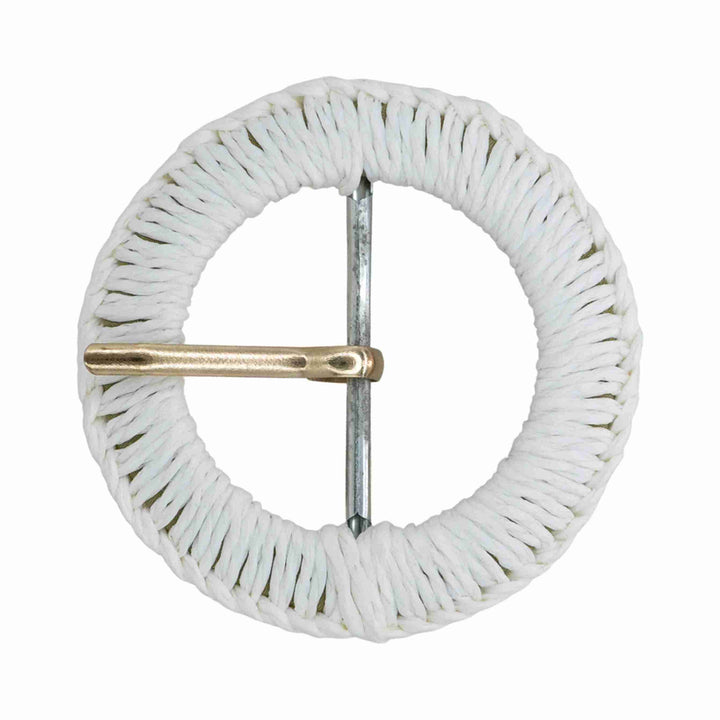 Handmade boho raffia woven prong buckle natural style buckle for belts bags dress accessories and DIY sewing craft.