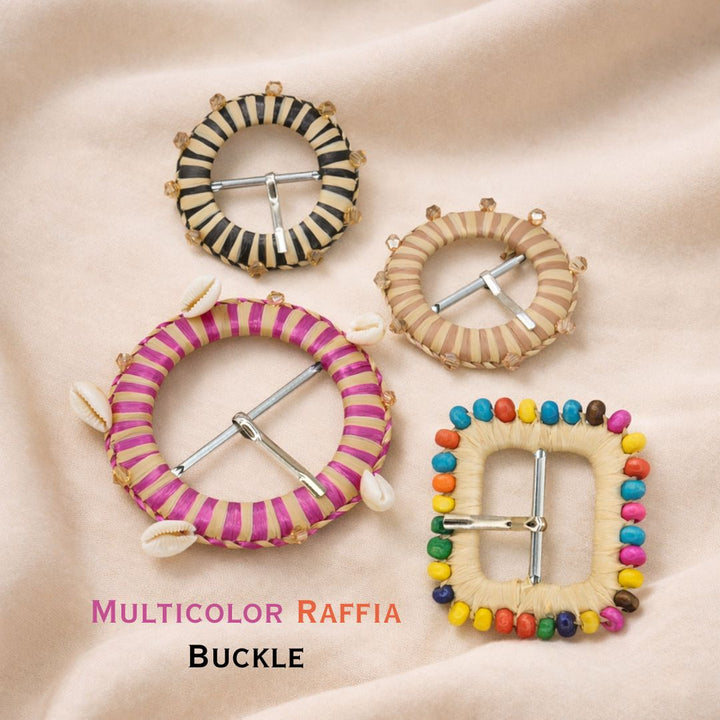 Traditional Raffia Wrapped Decorative Buckle | 5.4cm & 7cm