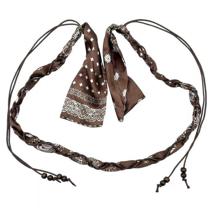 Brown Scarf Pearl Macramé Belt