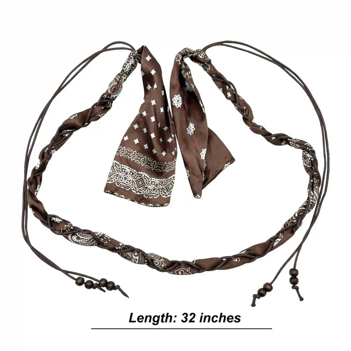 Brown Scarf Pearl Macramé Belt