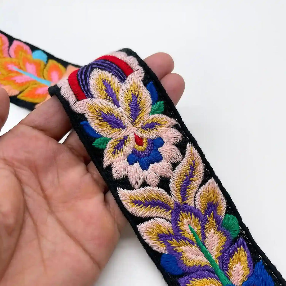 Intricate Vibrant Floral Embroidery Lace