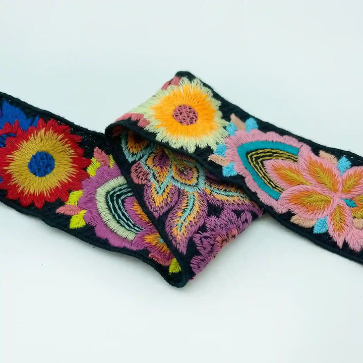 Intricate Vibrant Floral Embroidery Lace