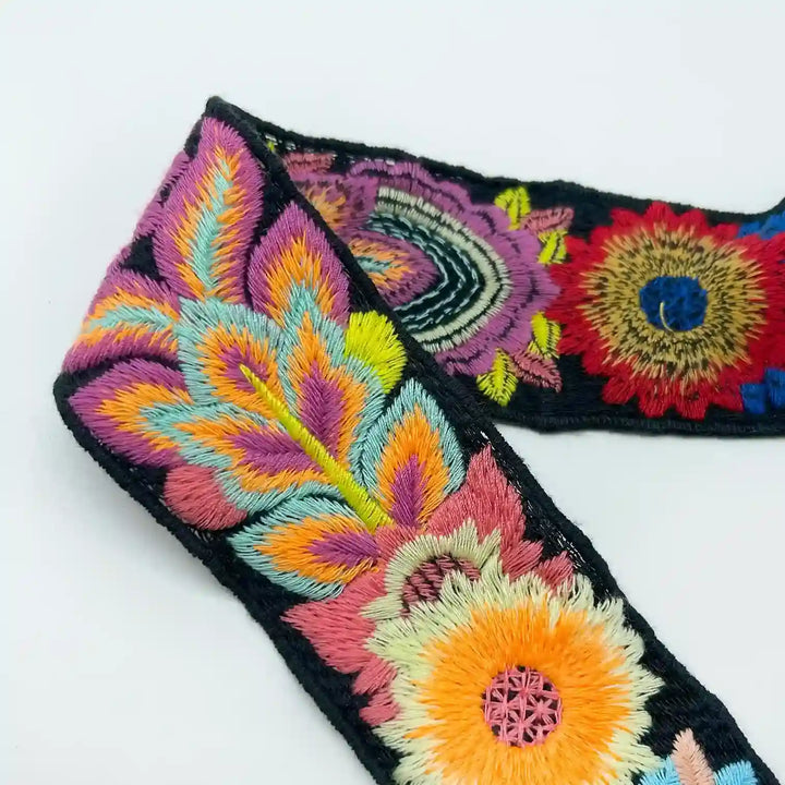 Intricate Vibrant Floral Embroidery Lace