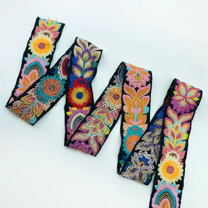 Intricate Vibrant Floral Embroidery Lace