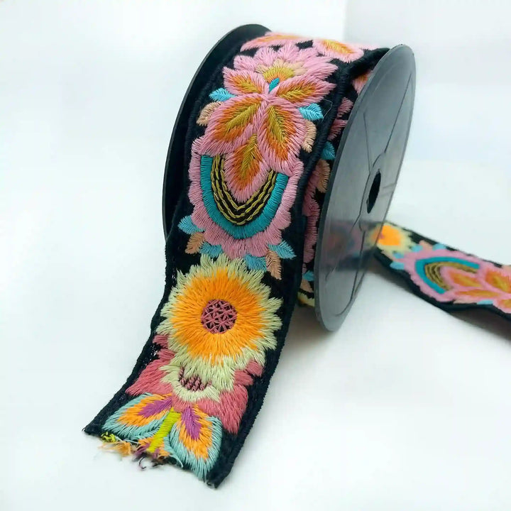 Intricate Vibrant Floral Embroidery Lace