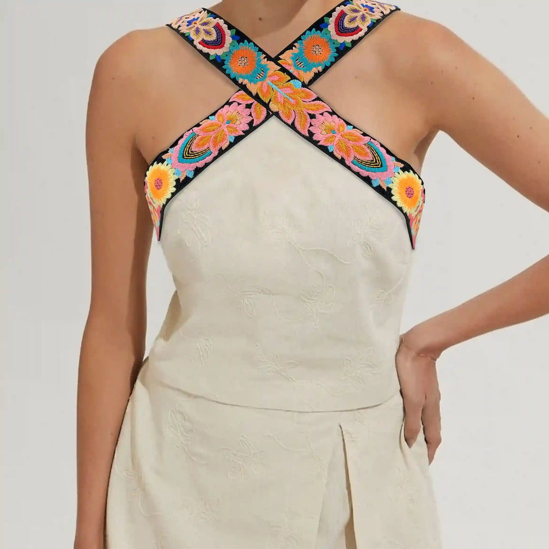 Intricate Vibrant Floral Embroidery Lace