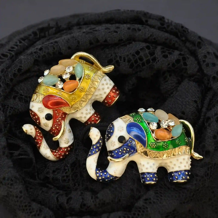 Jeweled Elephant Brooch Pin