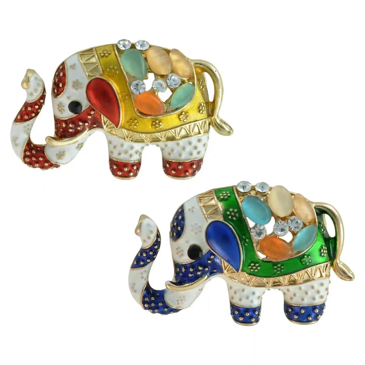 Jeweled Elephant Brooch Pin