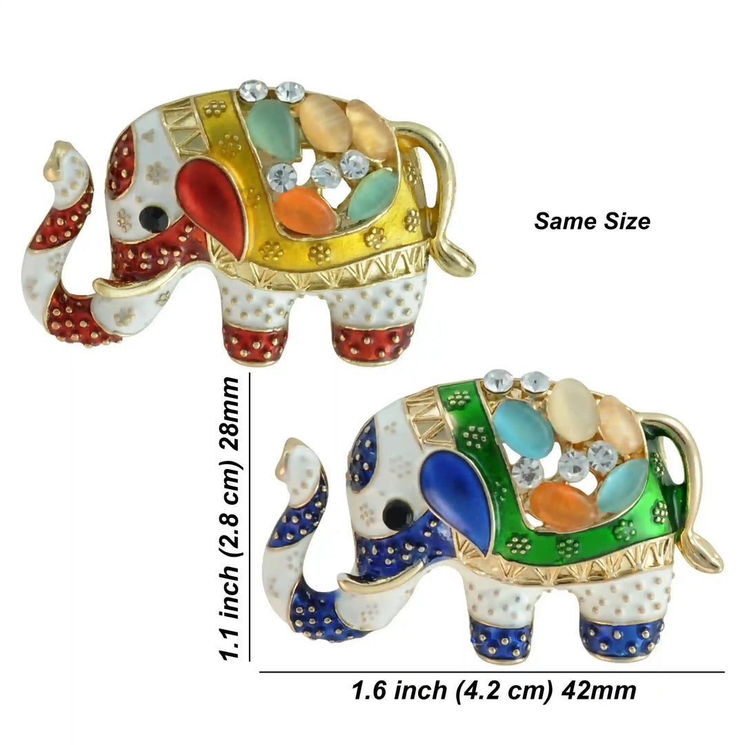 Jeweled Elephant Brooch Pin
