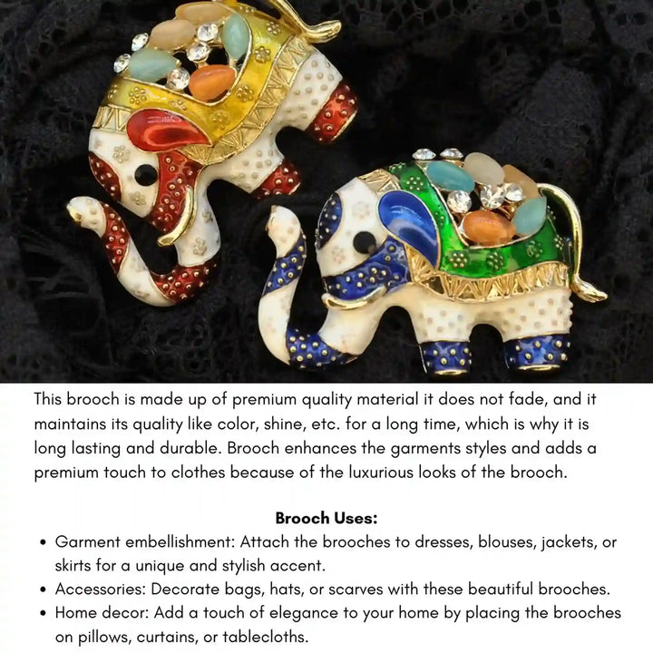 Jeweled Elephant Brooch Pin