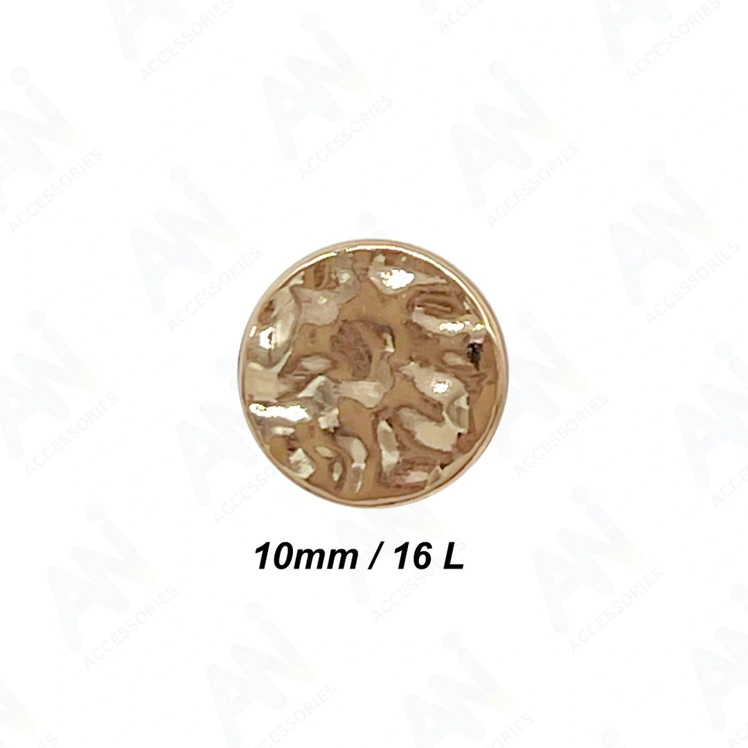 Hammered Tone Metal Button with Textured Finish | 10mm(16L)