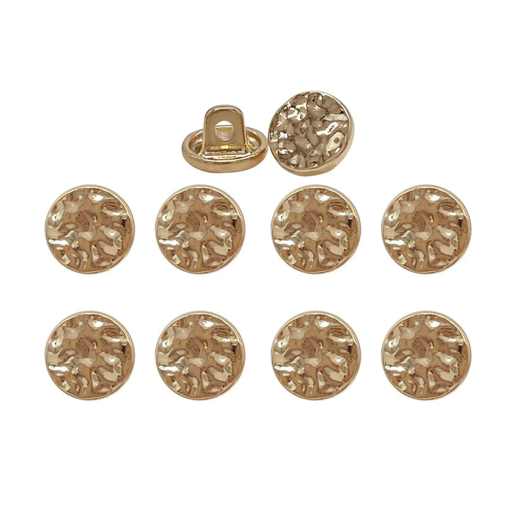 Hammered Tone Metal Button with Textured Finish | 10mm(16L)