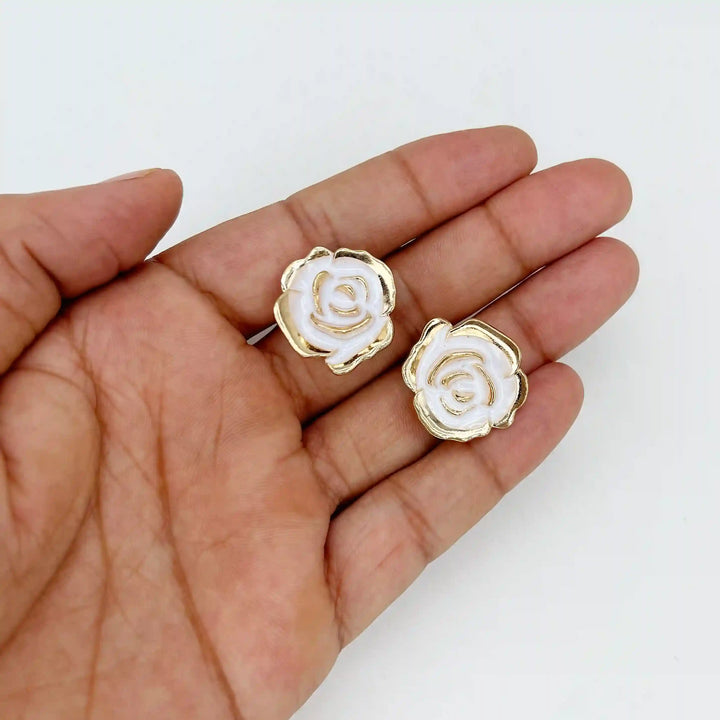 White Enamel Rose Button Cover