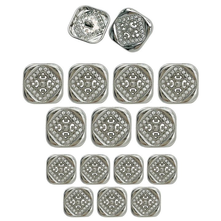 Square Crystal Metal Buttons