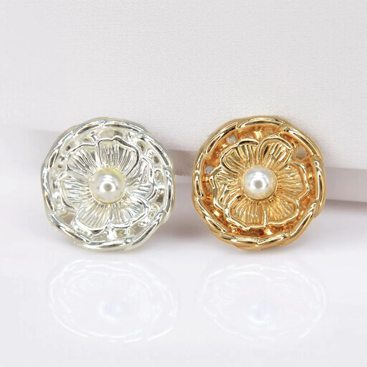 Vintage Blossom Pearl Metal Button | 18mm (28L) & 23mm (36L)