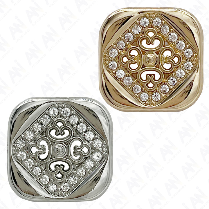 Square Crystal Metal Buttons