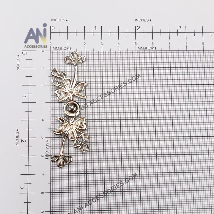 Lily flower silver Frog closure metal button