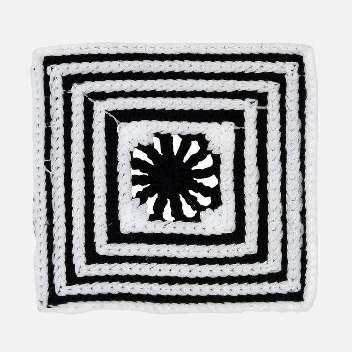 Black and White Square Spun Poly Patch