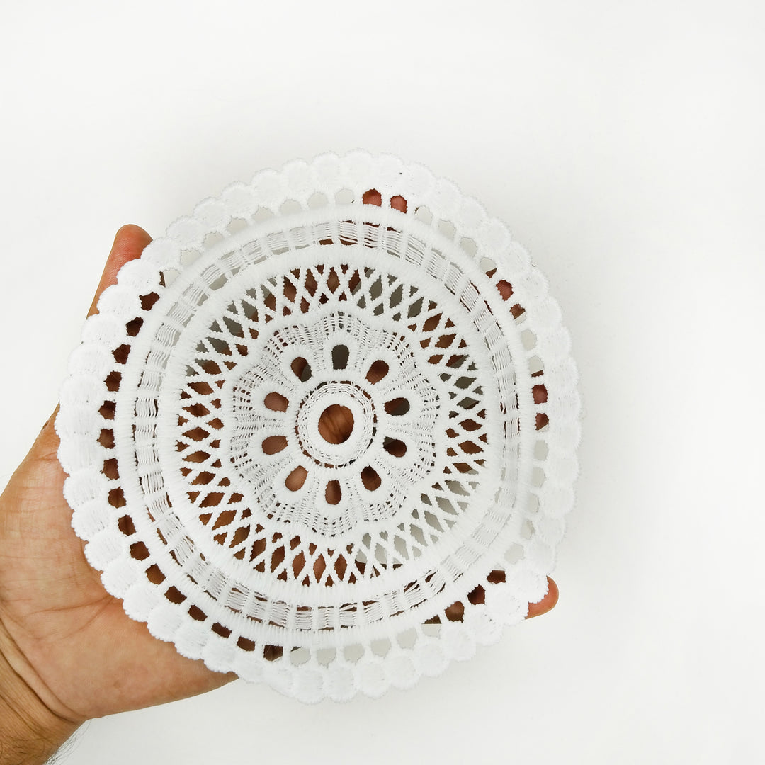 Symmetrical Spun Poly Patch Doily with Geometric Center