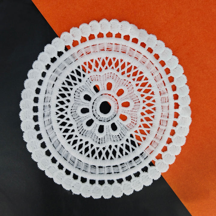 Symmetrical Spun Poly Patch Doily with Geometric Center