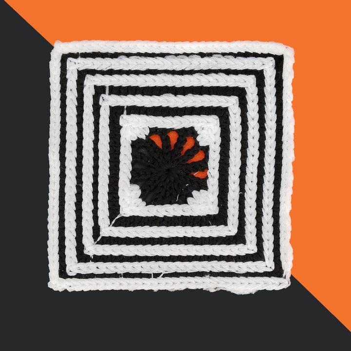 Black and White Square Spun Poly Patch