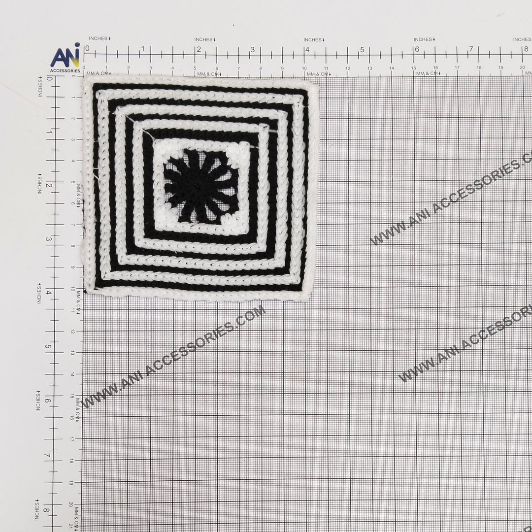 Black and White Square Spun Poly Patch