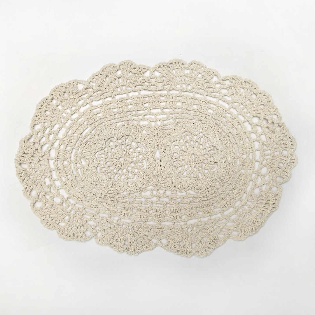 Oval Floral Crochet Doily Patch