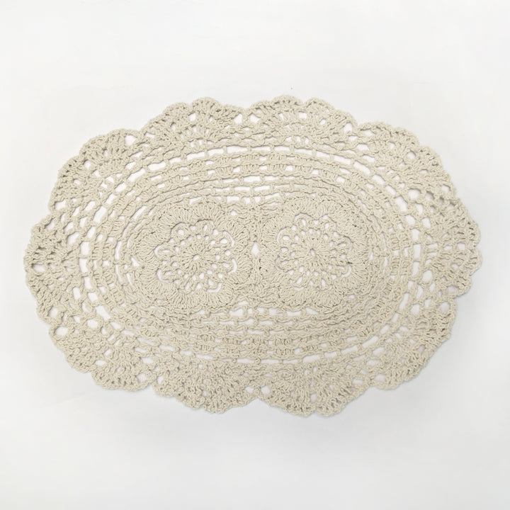 Oval Floral Crochet Doily Patch