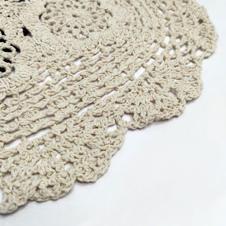 Oval Floral Crochet Doily Patch