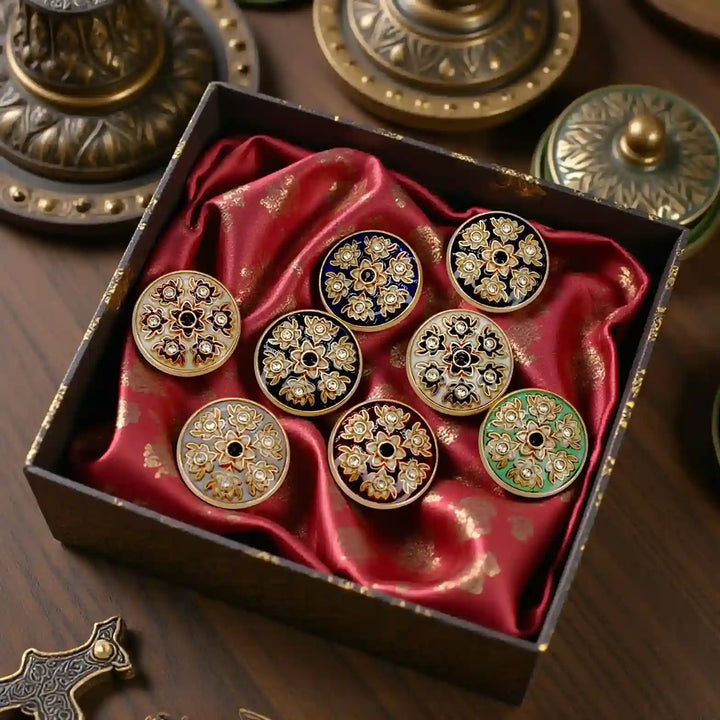 Heritage Floral Pattern Metal Buttons | 22mm(35L) & 18mm(28L)