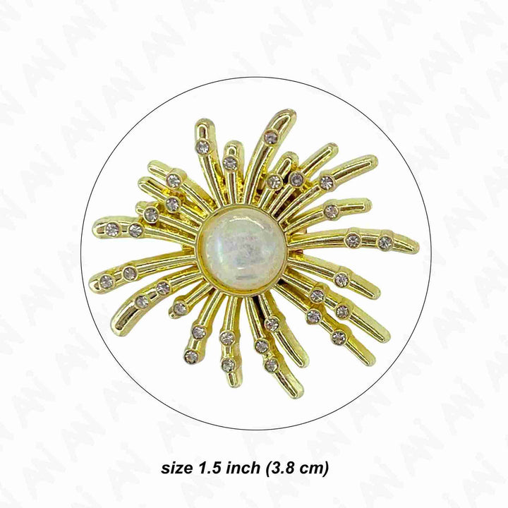 Starburst Gold Color Metal Brooch