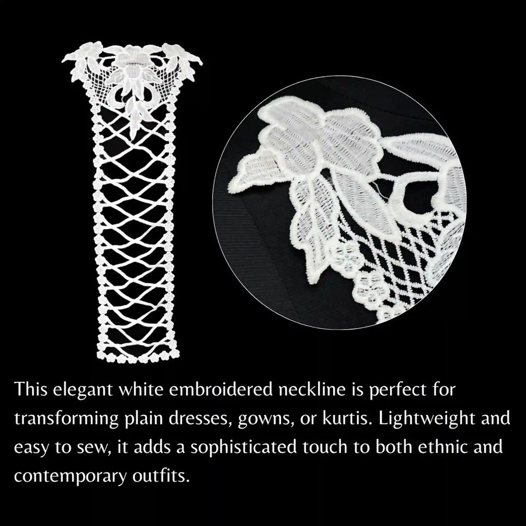Floral Lace Cross Style High Neckline Patch