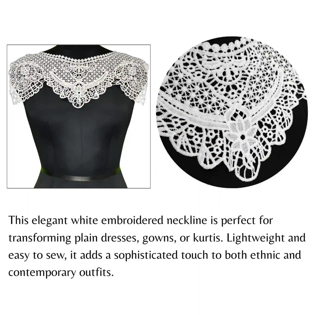 Elegant Floral End Designer Boat Neckline Patch