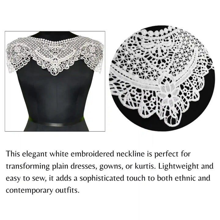 Elegant Floral End Designer Boat Neckline Patch