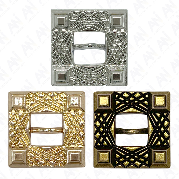 Intricate Square Metal Button for Clothing and Crafts