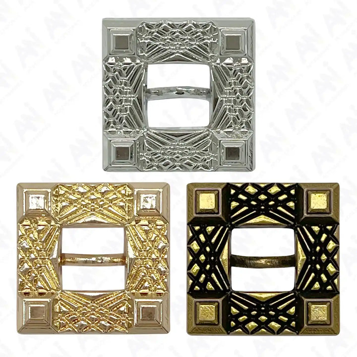 Intricate Square Metal Button for Clothing and Crafts | 18mm(28L) & 23mm(36L)