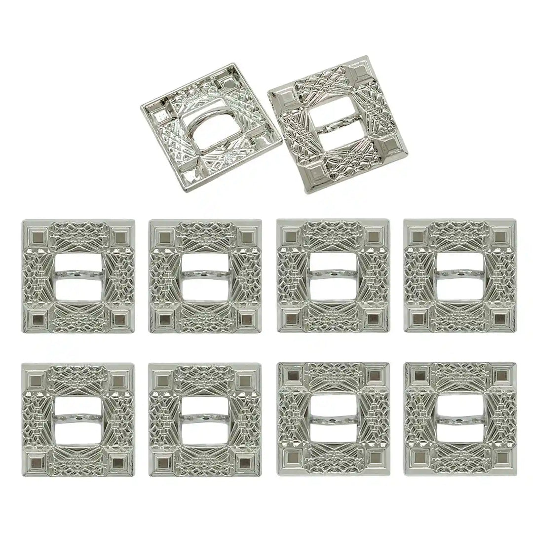 Intricate Square Metal Button for Clothing and Crafts | 18mm(28L) & 23mm(36L)