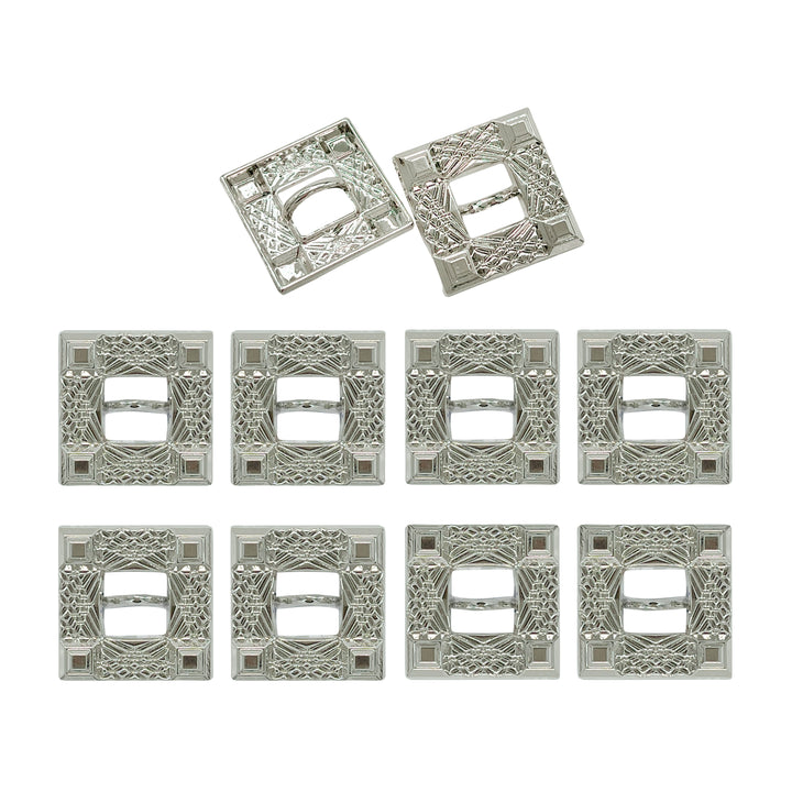 Intricate Square Metal Button for Clothing and Crafts