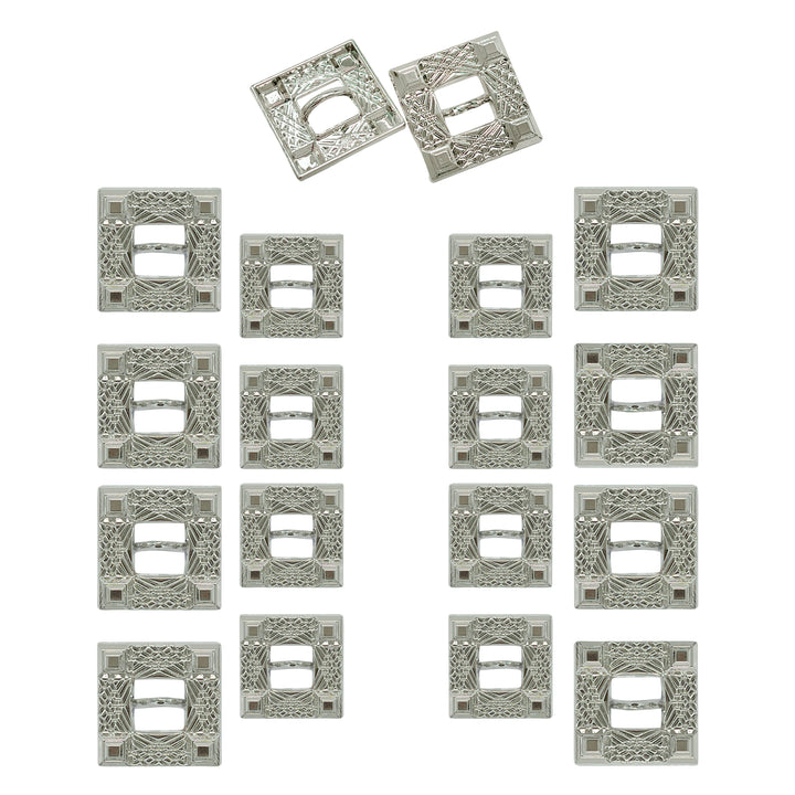 Intricate Square Metal Button for Clothing and Crafts