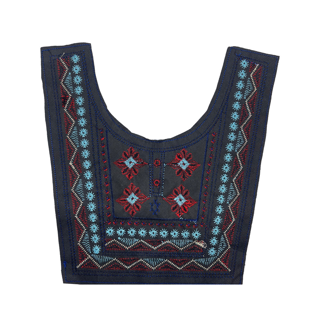 Wide round shape multicolor design neckline