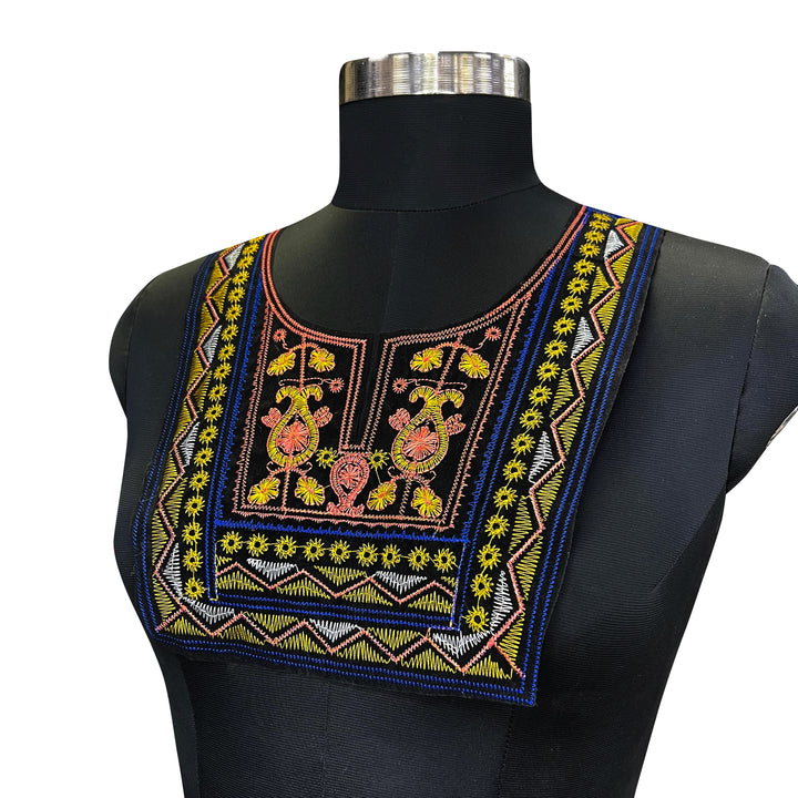 Embroidered elegance round shape multicolor neckline