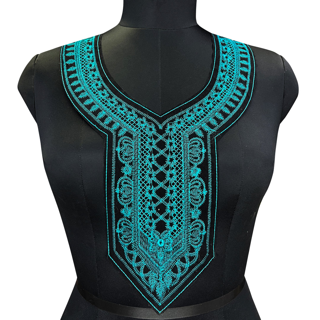 Navy blue embroidery neckline 